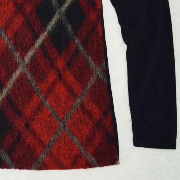 J. Jill Argyle Plaid Brushed Wool Blend Crewneck Womens Sweaters Red Black S - Picture 5 of 11